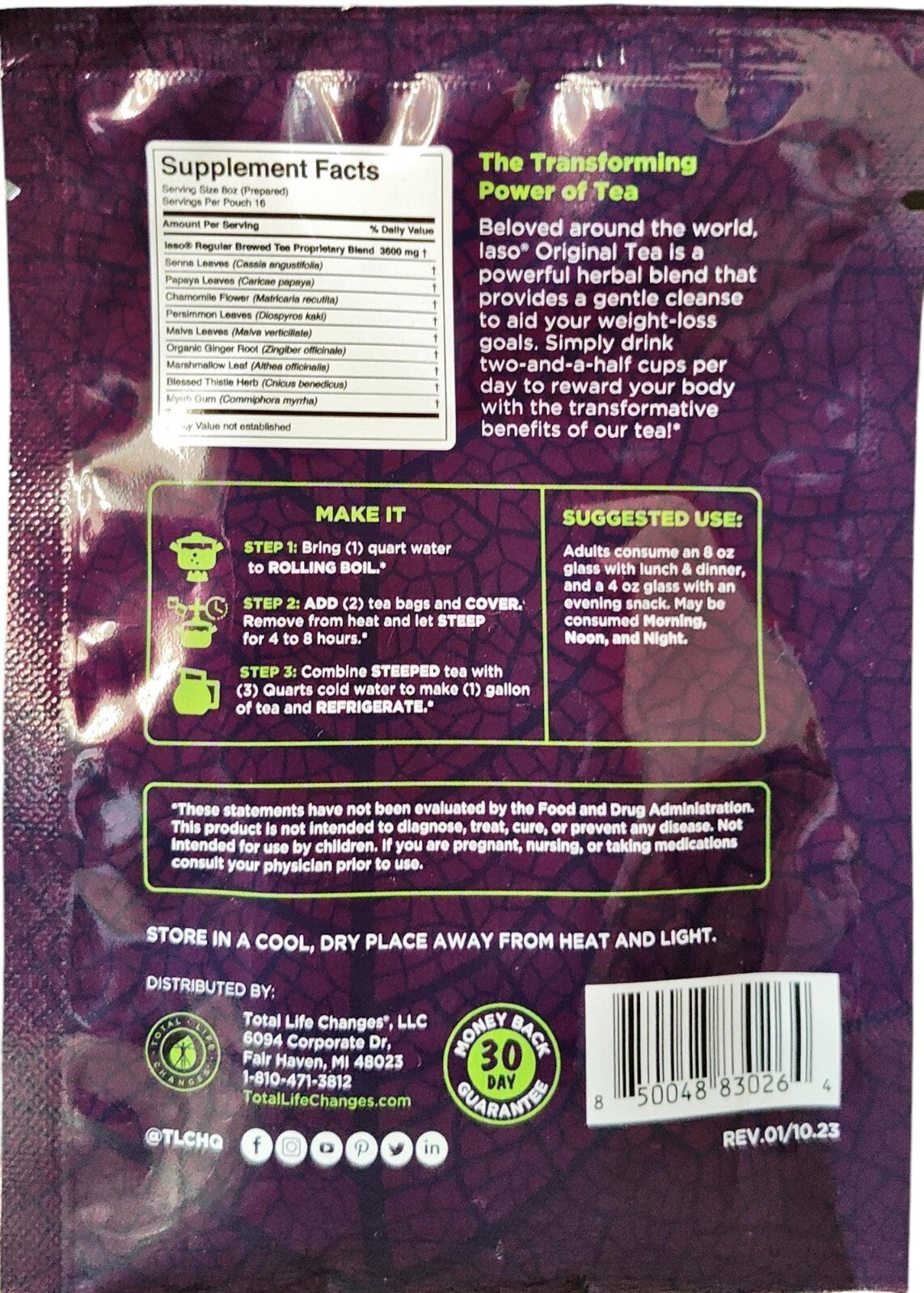 Iaso Tea (1 Weeks Supply) TOTAL LIFE CHANGES Organic Diet Weight Loss