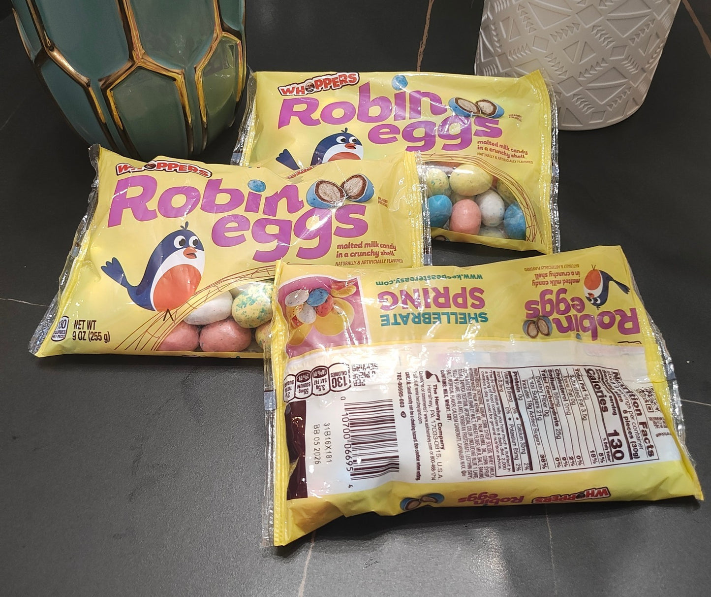 3pc WHOPPERS Robin Eggs - Malted Milk in Crispy Shells,Easter Candy, 9 Ounce Bag