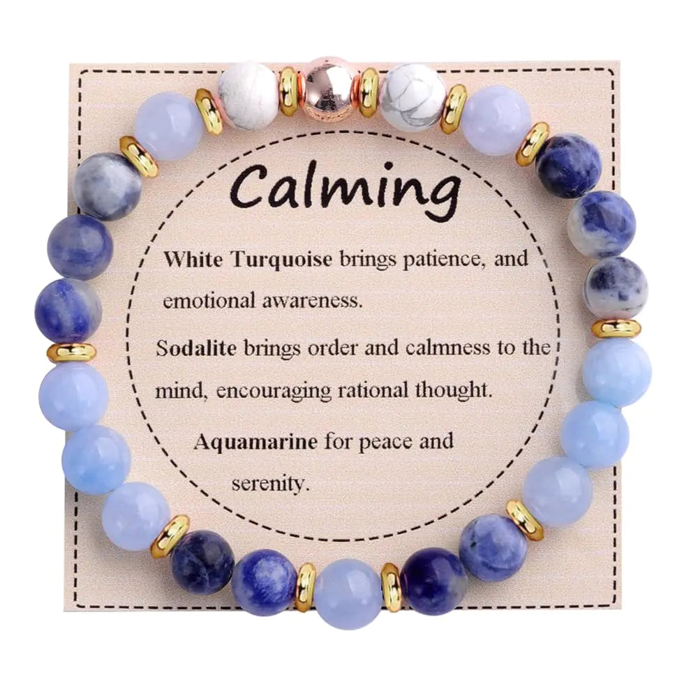 KSQS Healing Stone Bead Bracelet for Women Natural Gemstones Balance Protection Bracelet Spiritual Crystal Beads Bracelet Anxiety Relief with Meaning Card(#9)