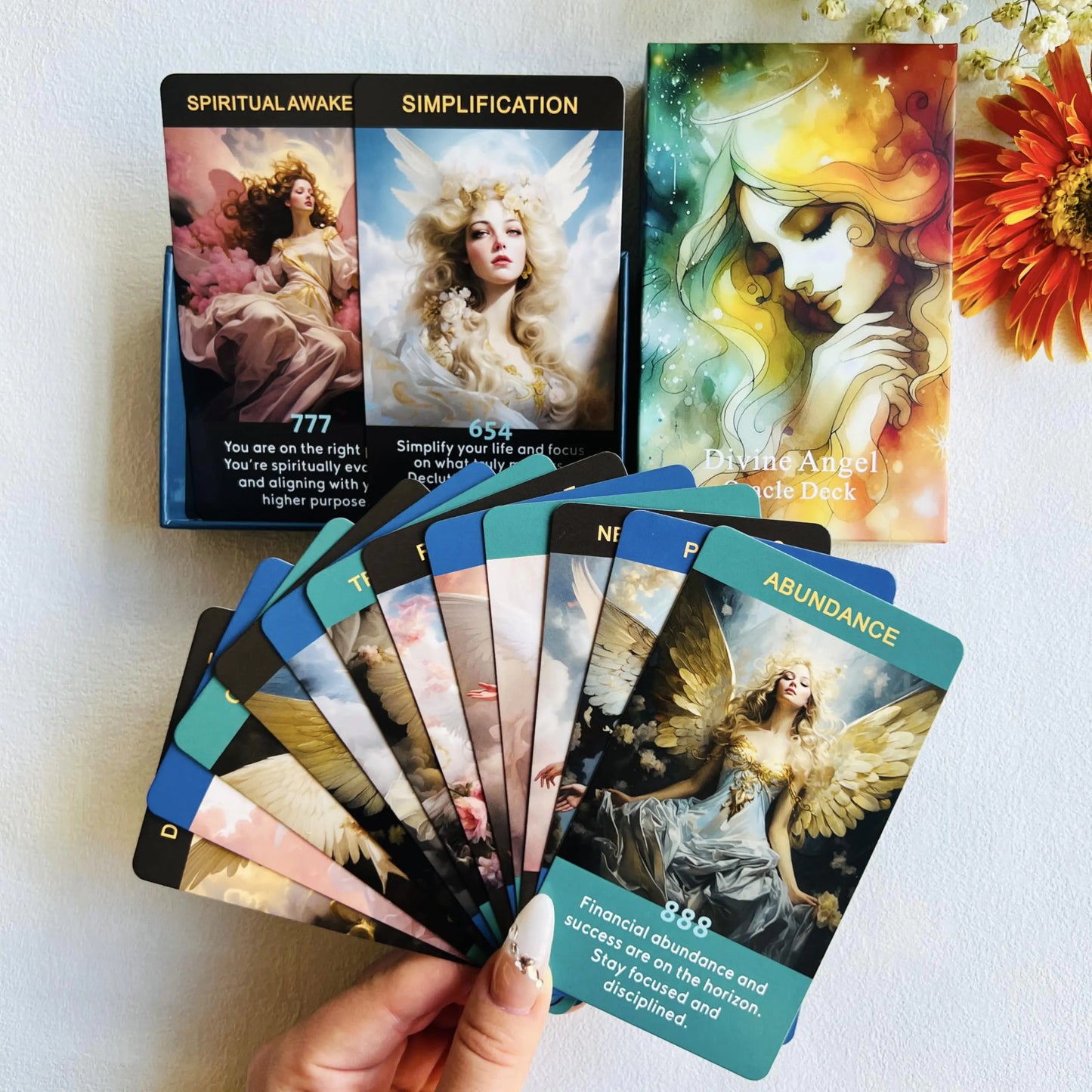 Qcsdckot Angel Numbers Oracle Cards Oracle Cards for Beginners Enhance Your Spiritual Journey with The Angel Number Affirmation Cards