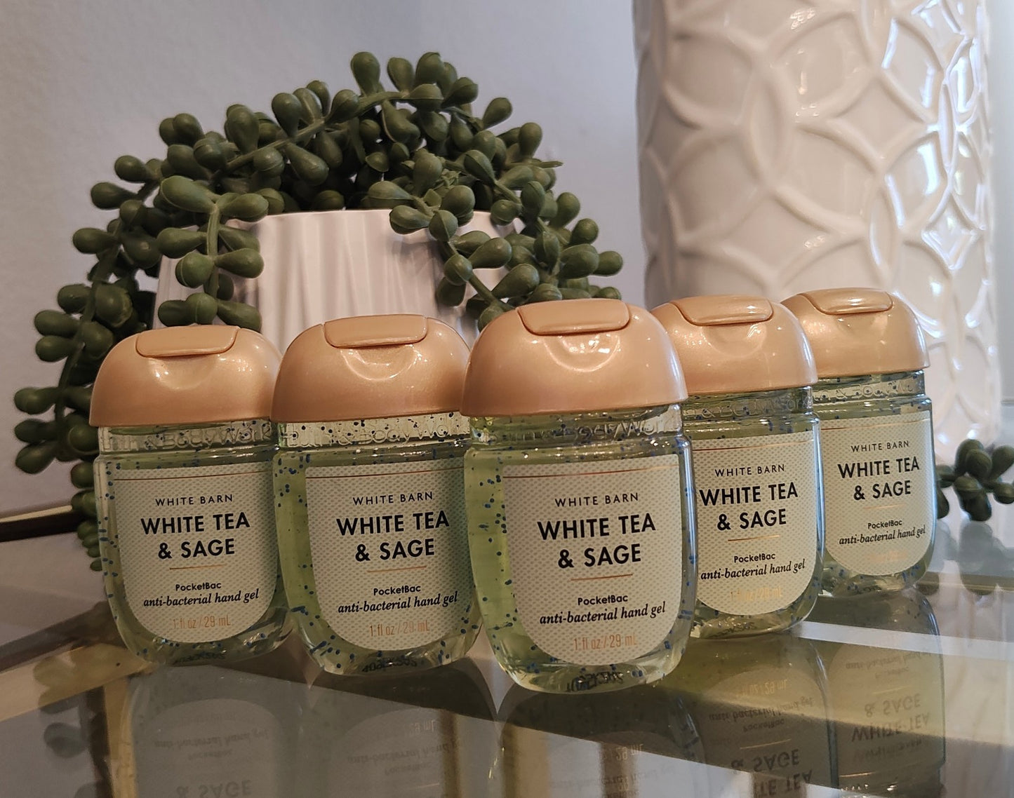 ALL NEW 5-Pack WHITE TEA & SAGE PocketBac Sanitizers 1 oz Bath & Body Works