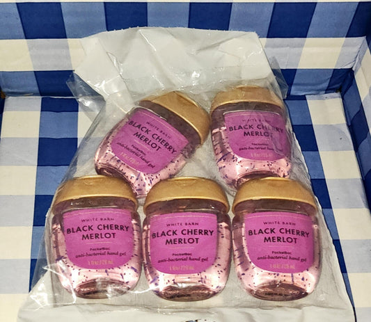 ALL NEW 5-Pack BLACK CHERRY MERLOT PocketBac Sanitizers 1 oz Bath & Body Works