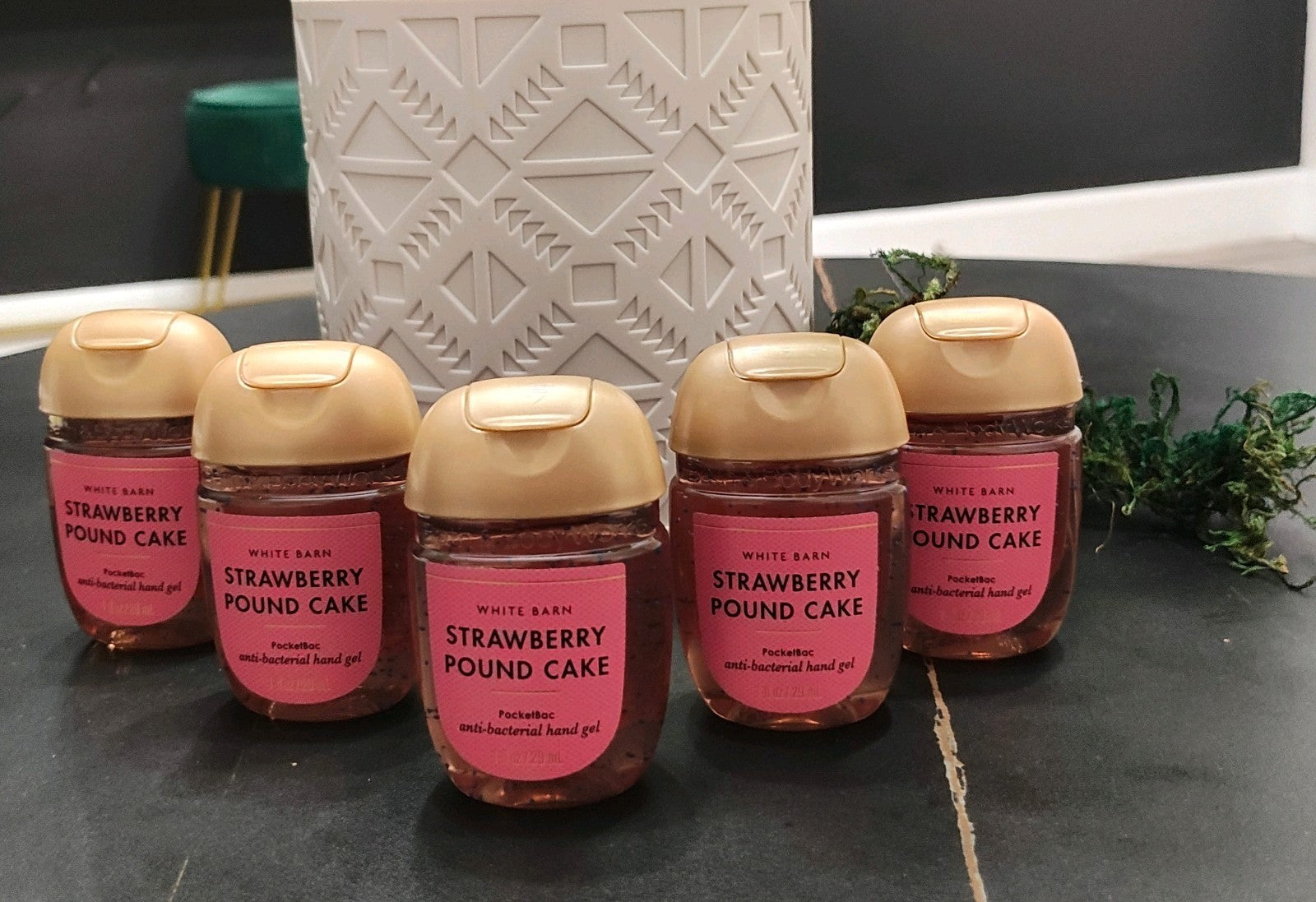 ALL NEW 5-Pack STRAWBERRY POUND CAKE PocketBac Sanitizers 1 oz Bath & Body Works