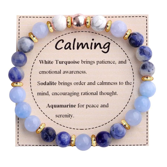 KSQS Healing Stone Bead Bracelet for Women Natural Gemstones Balance Protection Bracelet Spiritual Crystal Beads Bracelet Anxiety Relief with Meaning Card(#9)