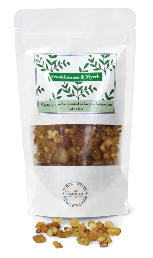 Frankincense and Myrrh Holy Incense from Jerusalem in a Gift Pack - Sacred Jerusalem Resin Timeless Aromatic Treasures for Spiritual Awakening