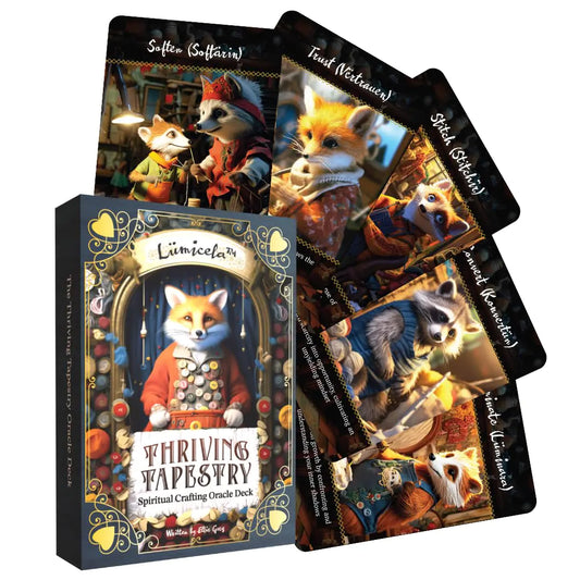 Lümicela Thriving Tapestry Oracle Deck – 40 Gold-Foil Cards for Manifesting Creativity with Foxes & Raccoons Tools for Inspiration Manifestation & Spiritual Growth