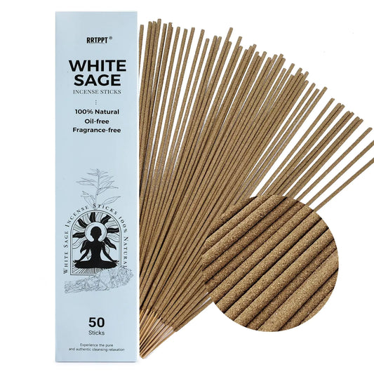 White Sage Incense Sticks (50 Sticks) 100% Natural sustainably harvested White Sage Suitable for Yoga Meditation Relaxation and Spiritual Purification