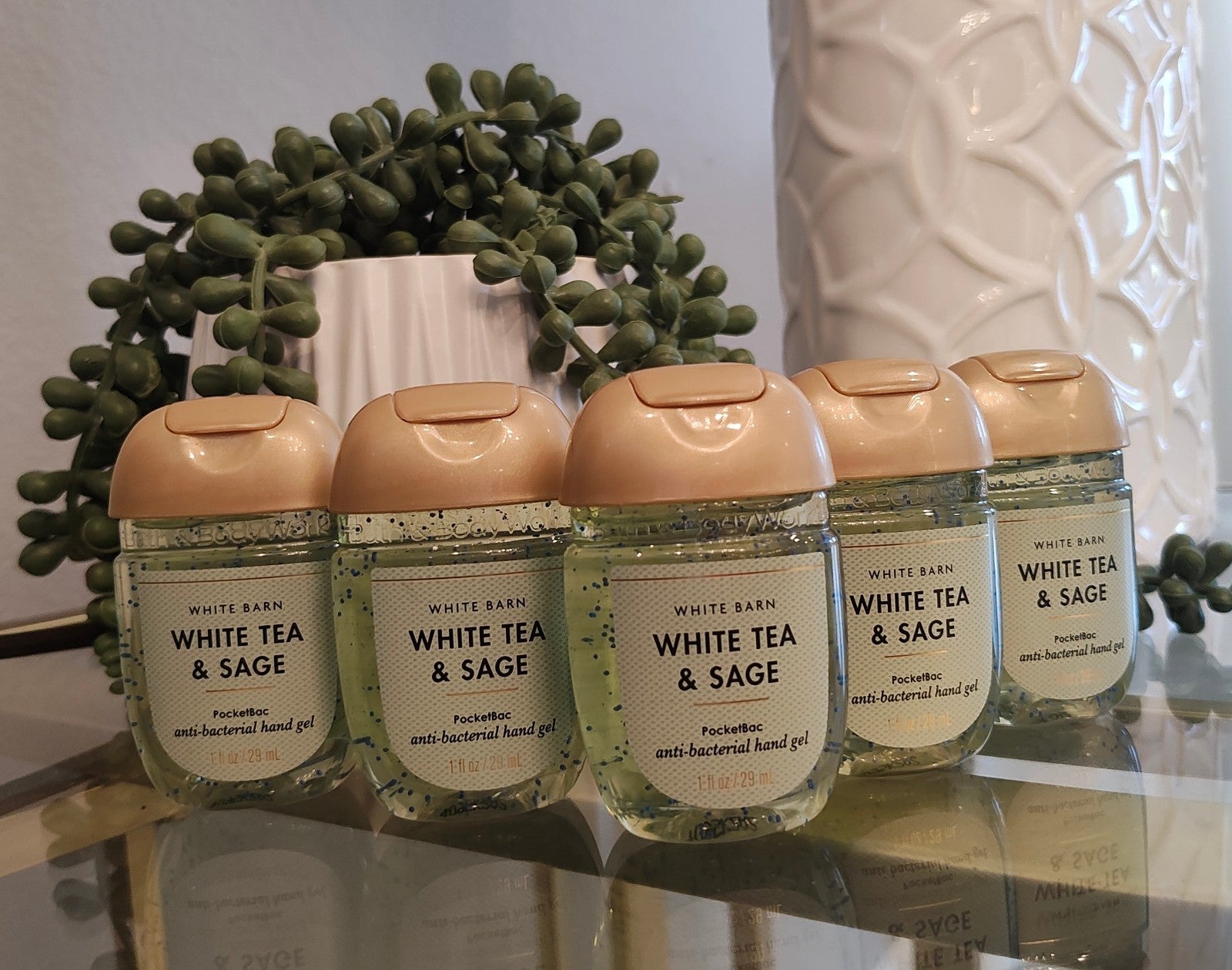 ALL NEW 5-Pack WHITE TEA & SAGE PocketBac Sanitizers 1 oz Bath & Body Works