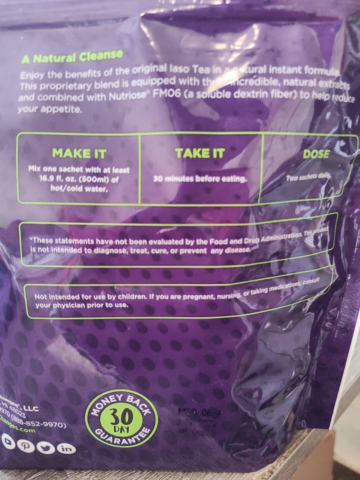Authentic Total Life Changes Instant Iaso Detox Tea - 25 SACHETS MFG 06/2024