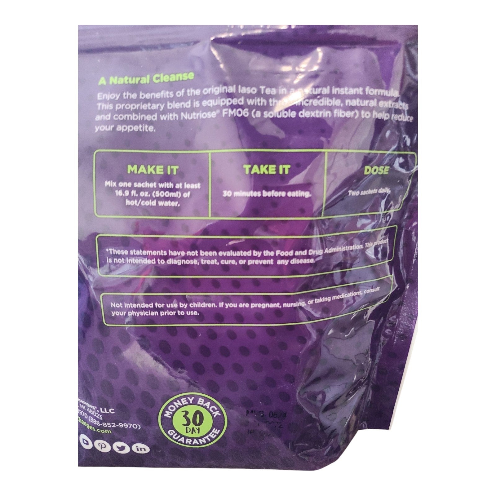Authentic Total Life Changes Instant Iaso Detox Tea - 25 SACHETS MFG 06/2024