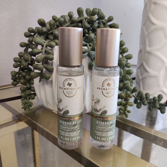 NEW 2-Pack Eucalyptus + Spearmint STRESS Travel Mist 1 oz Bath & Body Works